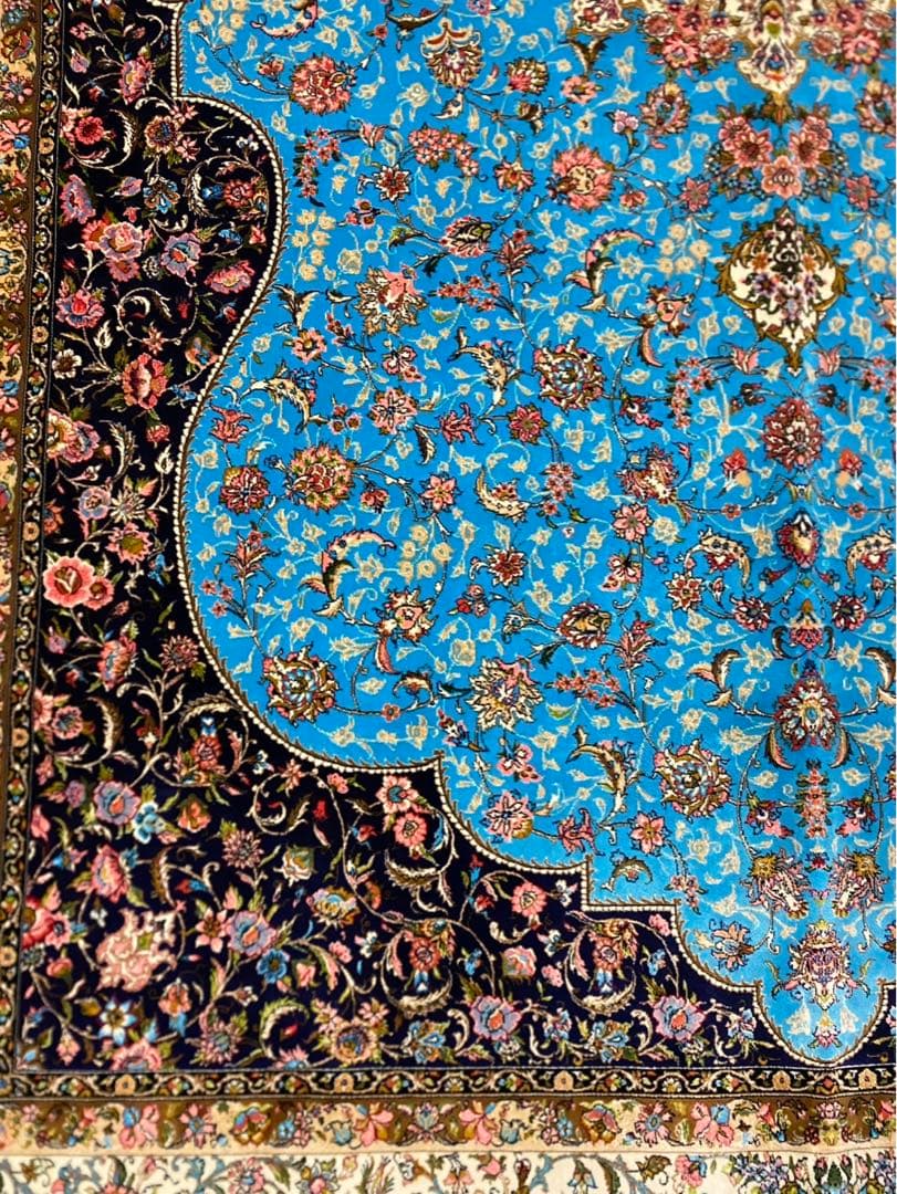 最高級希少作 ペルシャ絨毯 イラン クム産シルク100% 手編み　289万ノット