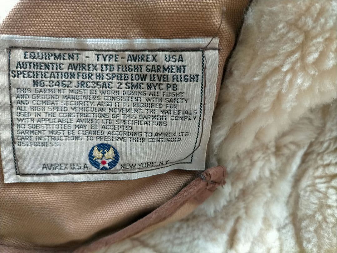 AVIREX ムートン B-3　フライトジャケット 40