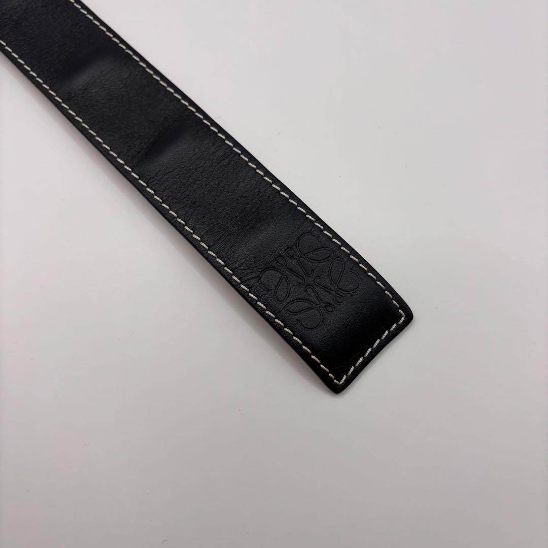 LOEWE バングル　ブラック　アナグラム　スラップ　レザー　型押し　ロエベ