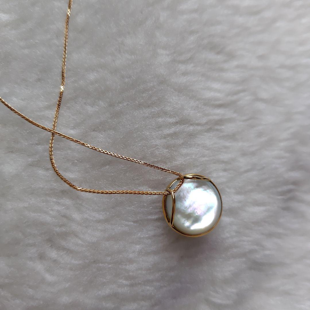 18KYG 奄美大島産 マベパール ペンダント 14mmup