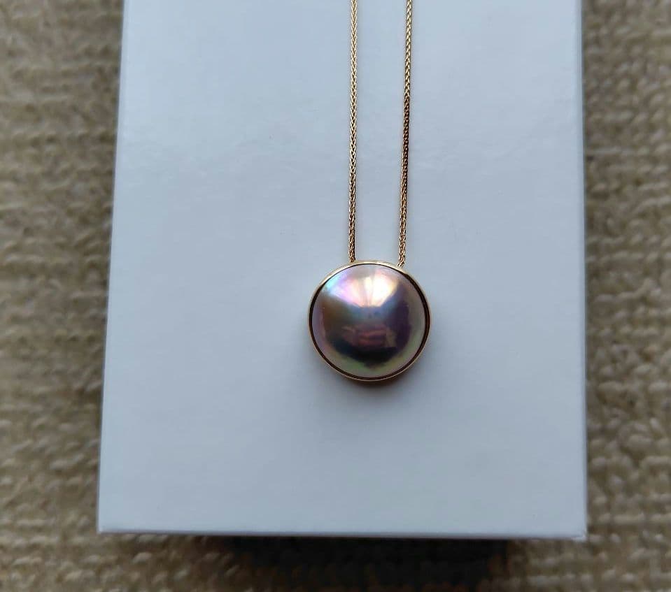 18KYG 奄美大島産 マベパール ペンダント 14mmup