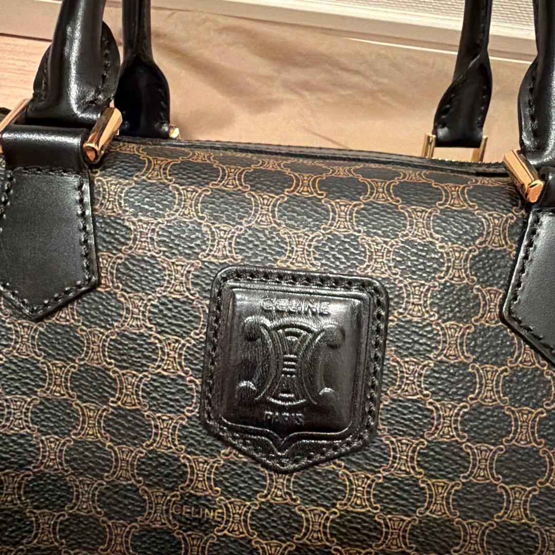 セリーヌ　黒　マカダム柄ミニボストンバッグ