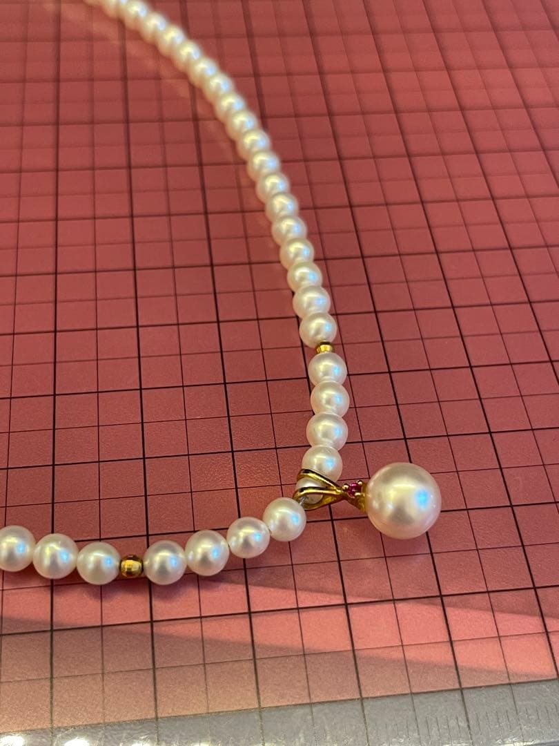 TSUTSUMI ホワイトパール　本真珠　ネックレス チャームK18 金具