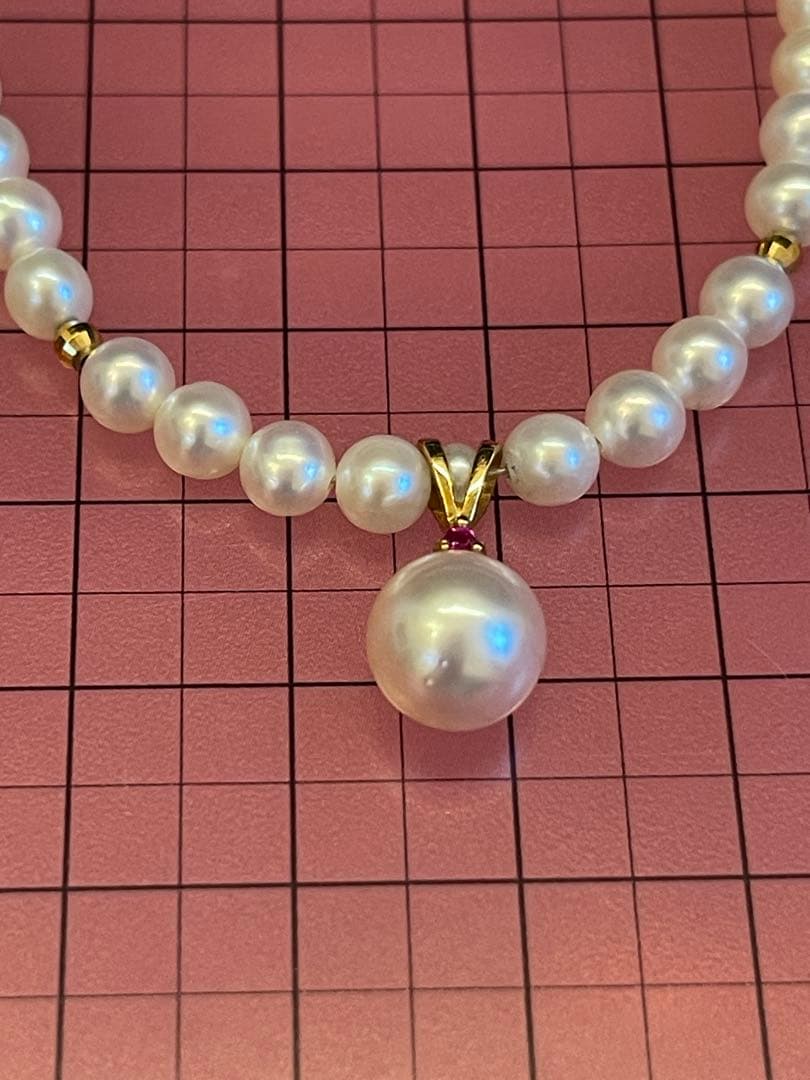 TSUTSUMI ホワイトパール　本真珠　ネックレス チャームK18 金具