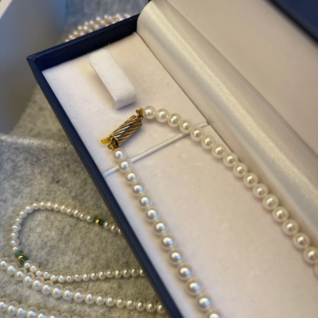 TSUTSUMI ホワイトパール　本真珠　ネックレス チャームK18 金具