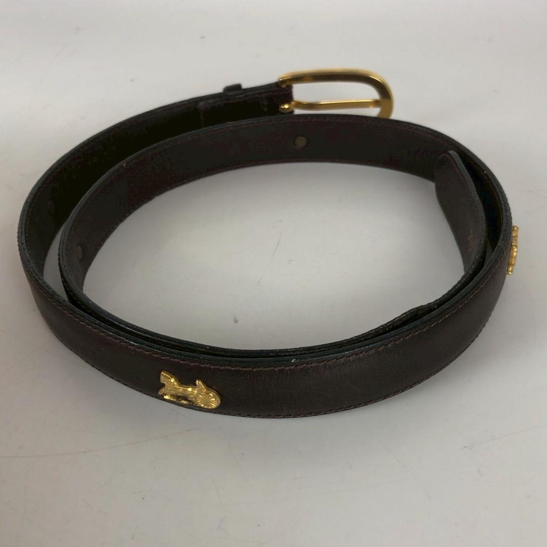 CELINE レザーベルト 馬車金具 ゴールドバックル