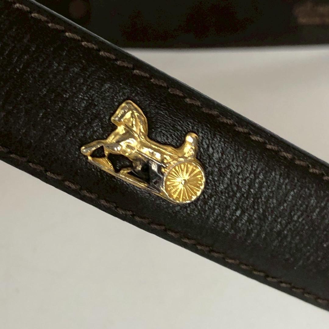 CELINE レザーベルト 馬車金具 ゴールドバックル