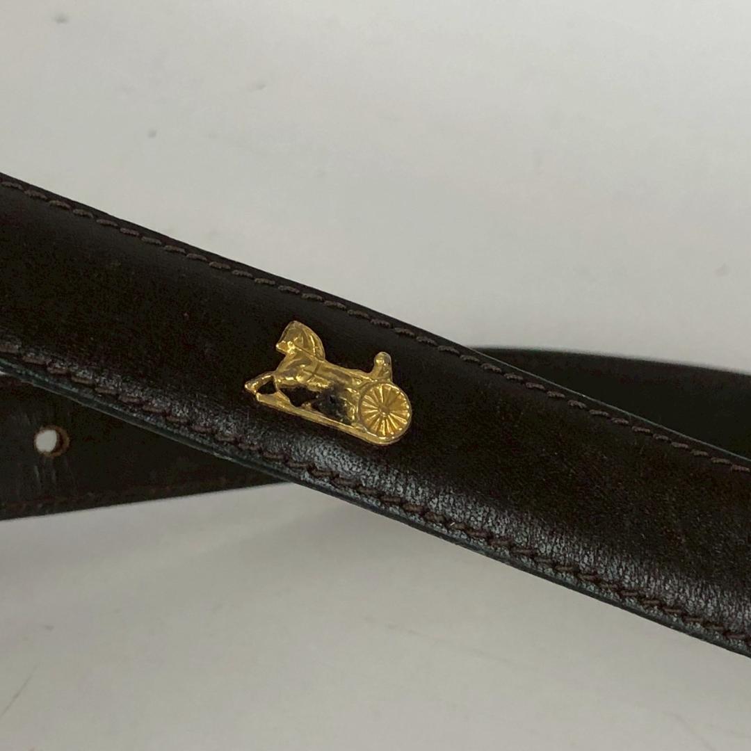 CELINE レザーベルト 馬車金具 ゴールドバックル