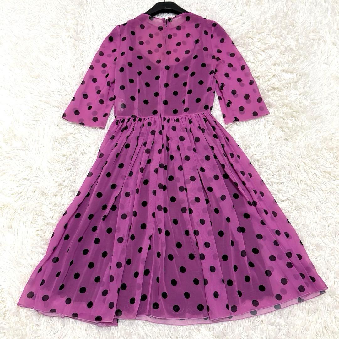 【希少】ドルチェ&ガッパーナ　シルク　ドット柄　ワンピース　36 七分袖