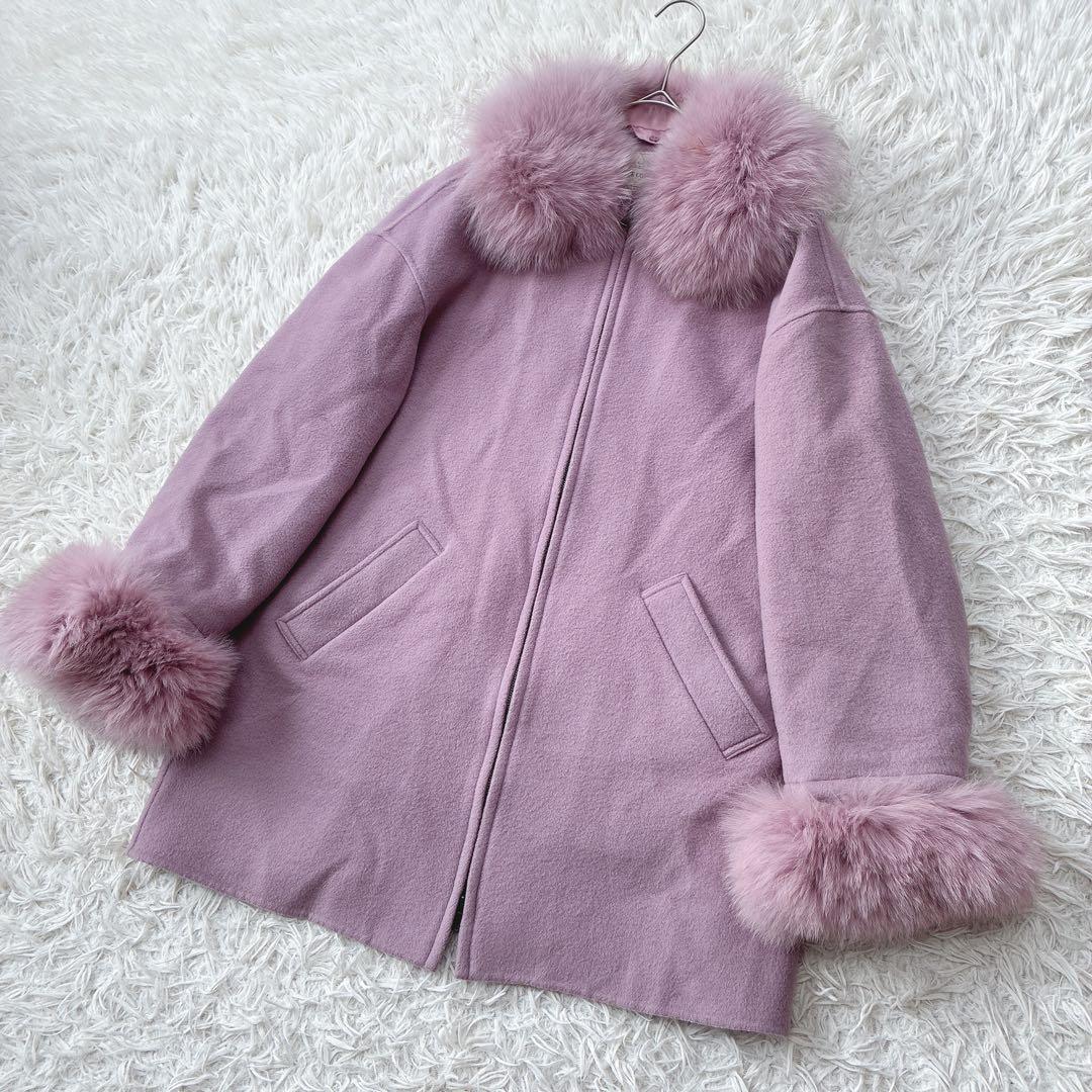 近年モデル✻グレースコンチネンタル フォックスファー取り外しリバーコート ピンク