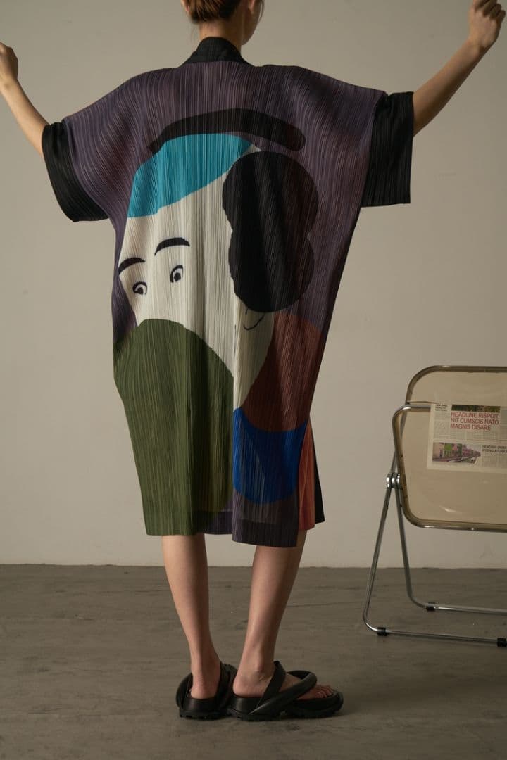 サクラチャン　歌舞伎アートプリント　ロングカーディガン