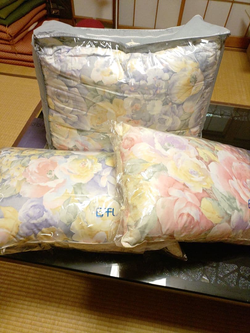 花柄羽毛掛け布団 SLサイズ　枕2個付き