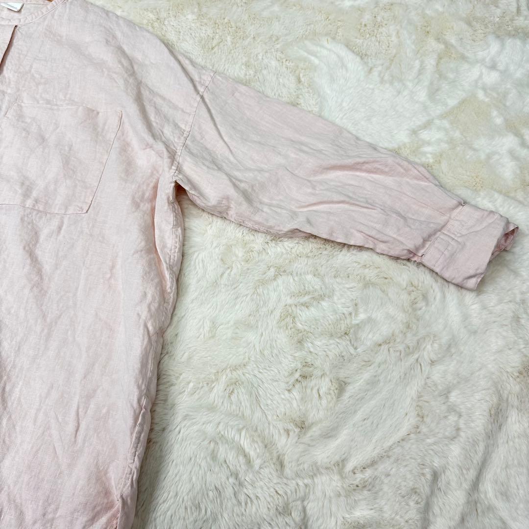 ✨美品✨完売品✨かぐれ リネン チュニック 長袖 シャツ ピンク Free