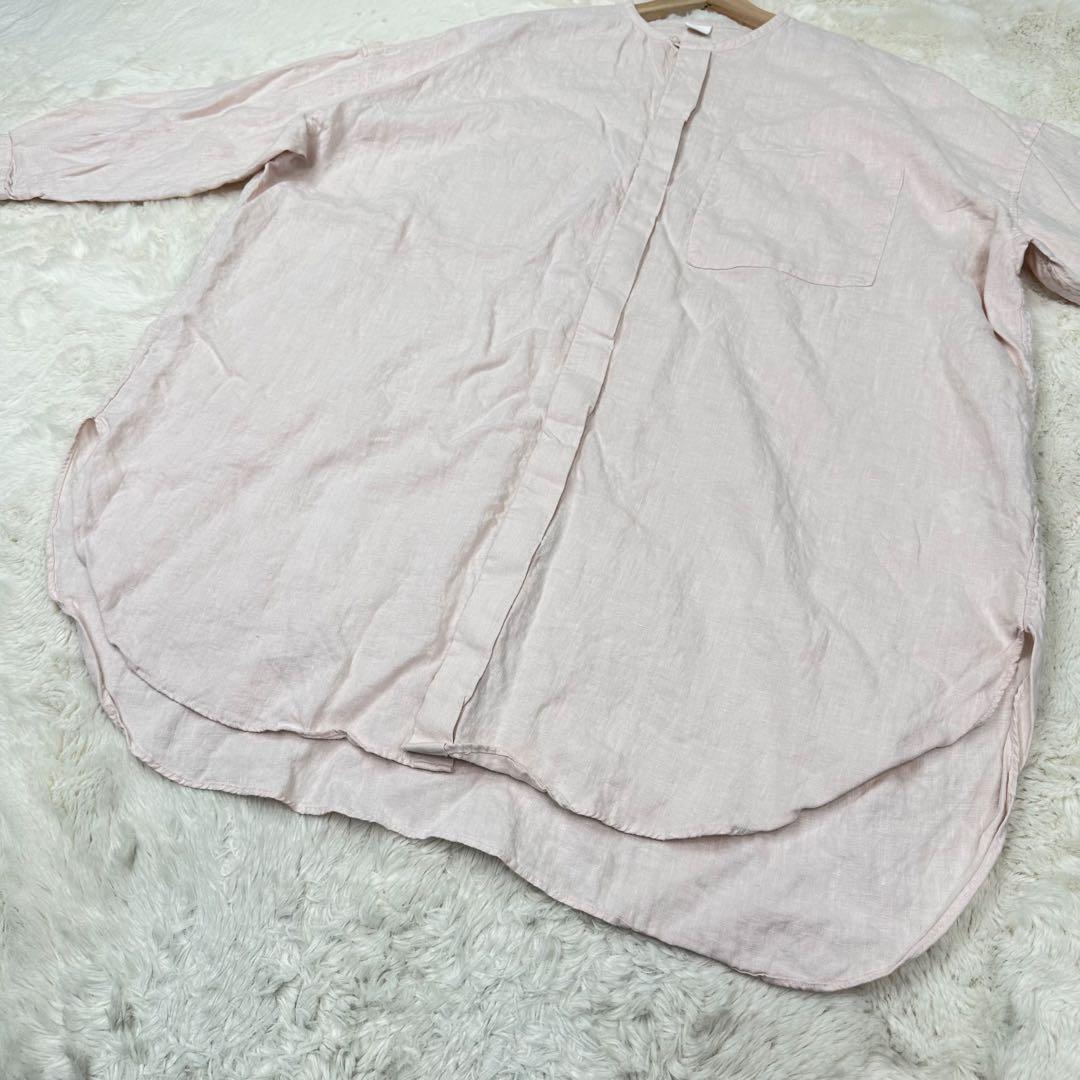 ✨美品✨完売品✨かぐれ リネン チュニック 長袖 シャツ ピンク Free