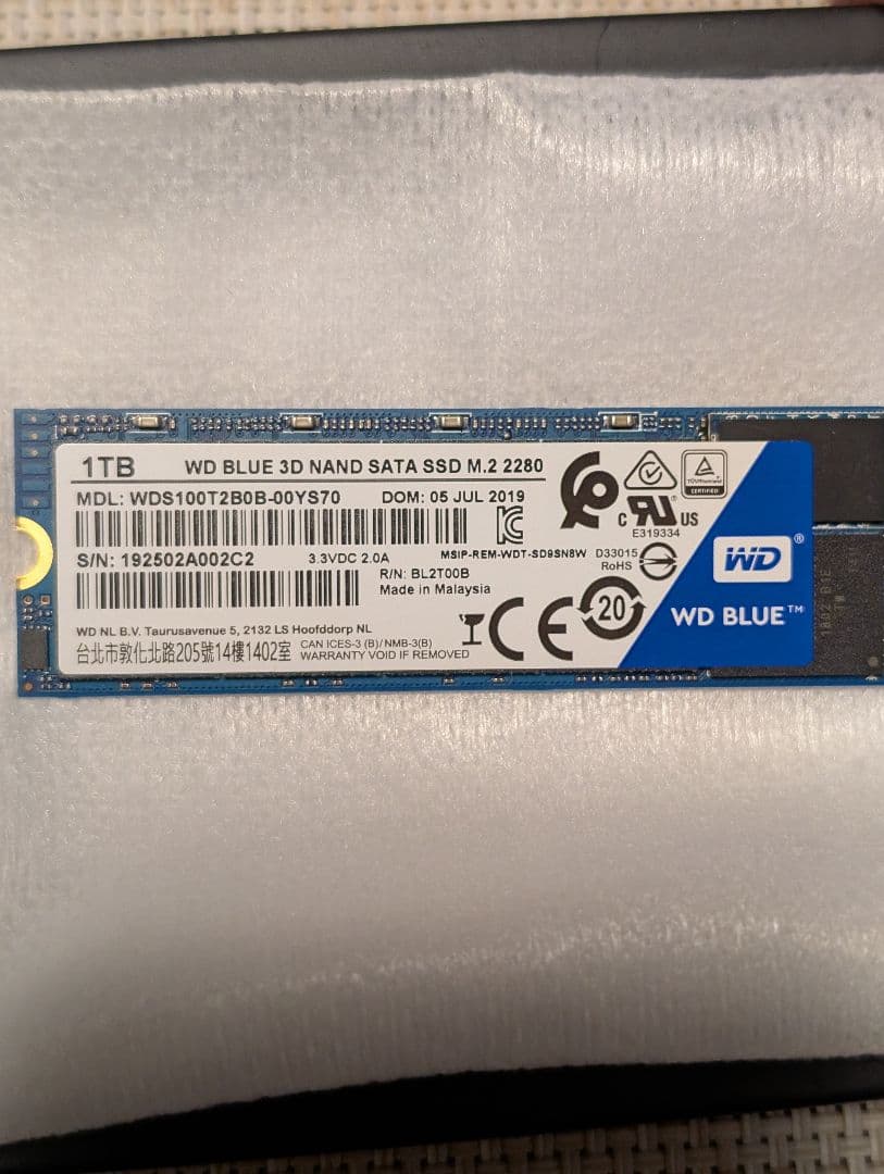 内蔵型SSD WD Blue 3D NAND SATA SSD 1TB M.2 2280