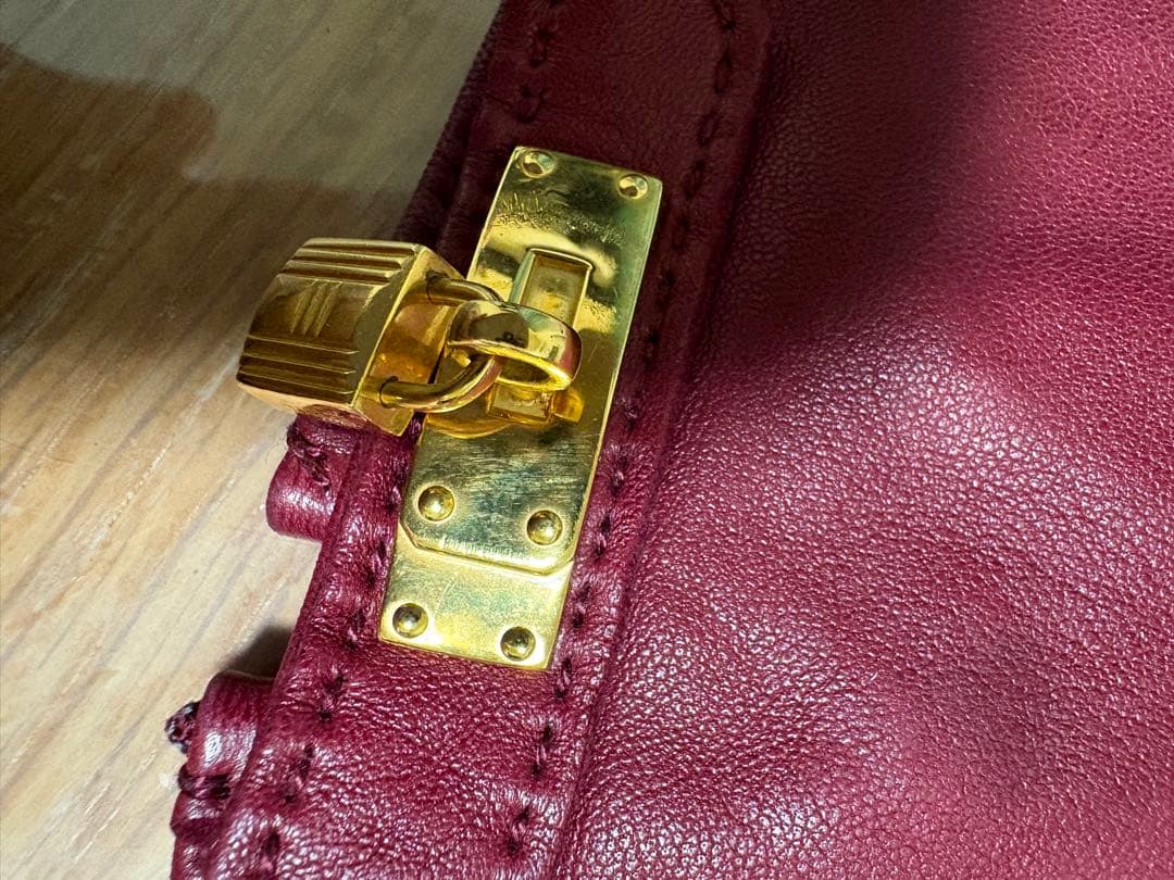 エルメス HERMES ケリー グローブ バーガンディ レザー 手袋 7 1/2