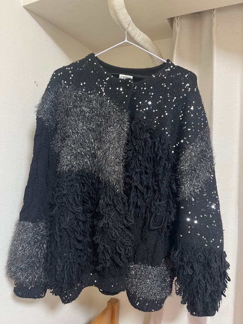 トップス ameri PATCHWORK KNIT CARDIGAN