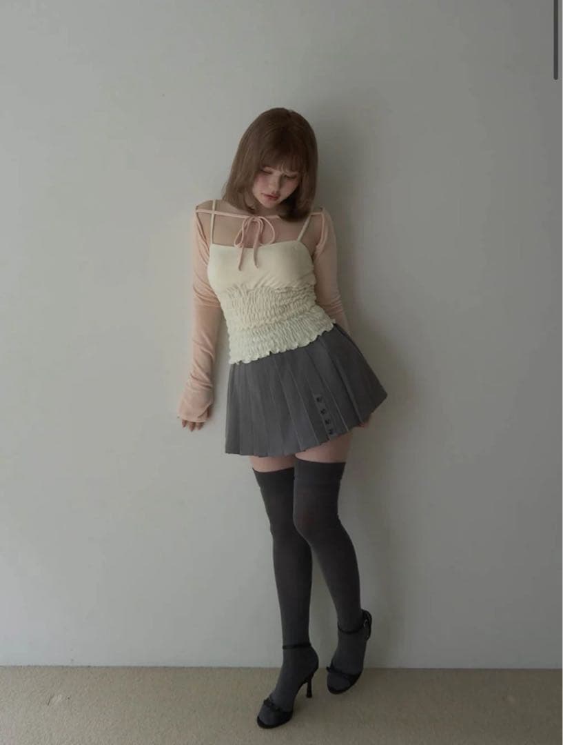 トップス ANDMARY Mei shirring tops pink
