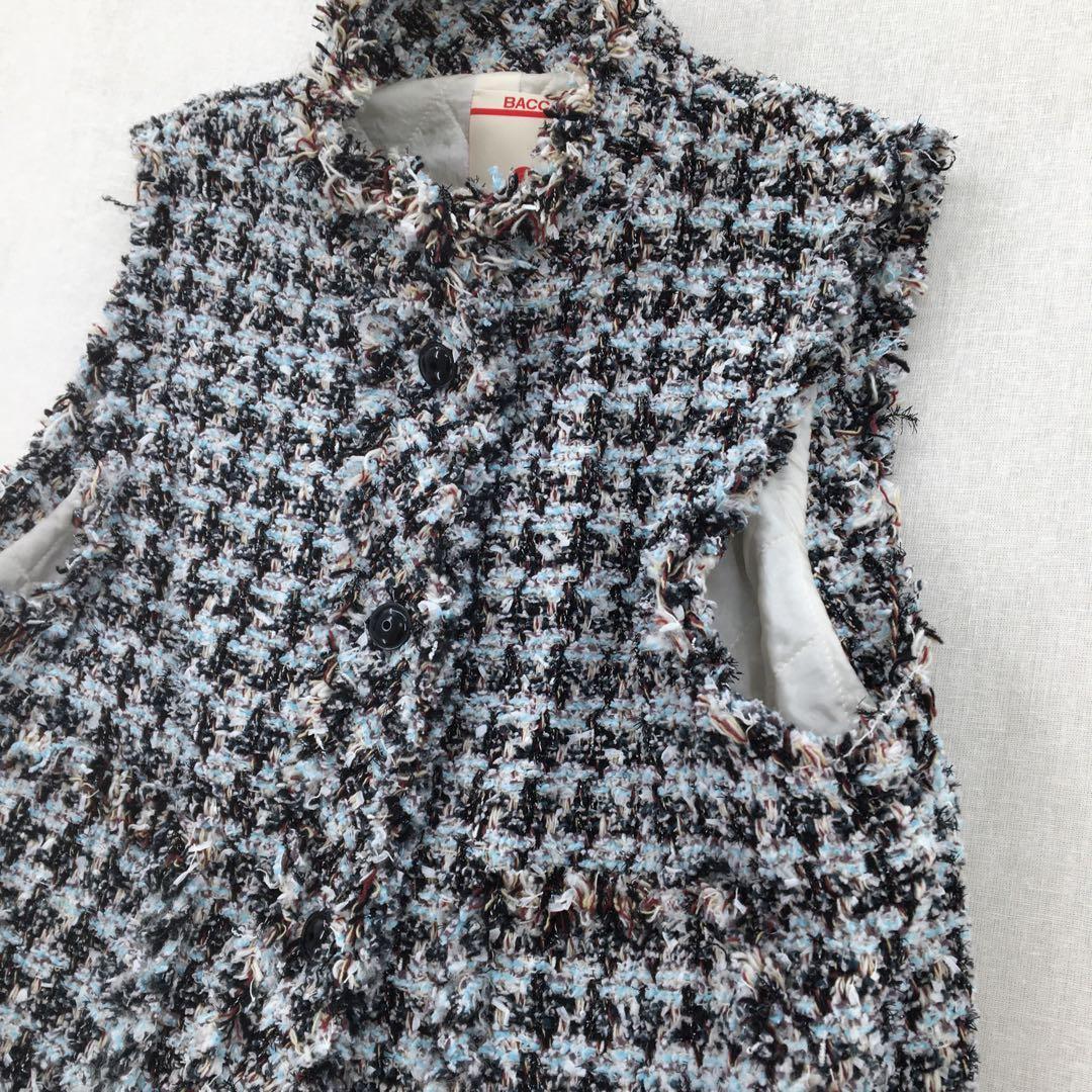 バッカ トゥモローランド ロングベスト 中綿 ツイード フリンジ オーバーサイズ