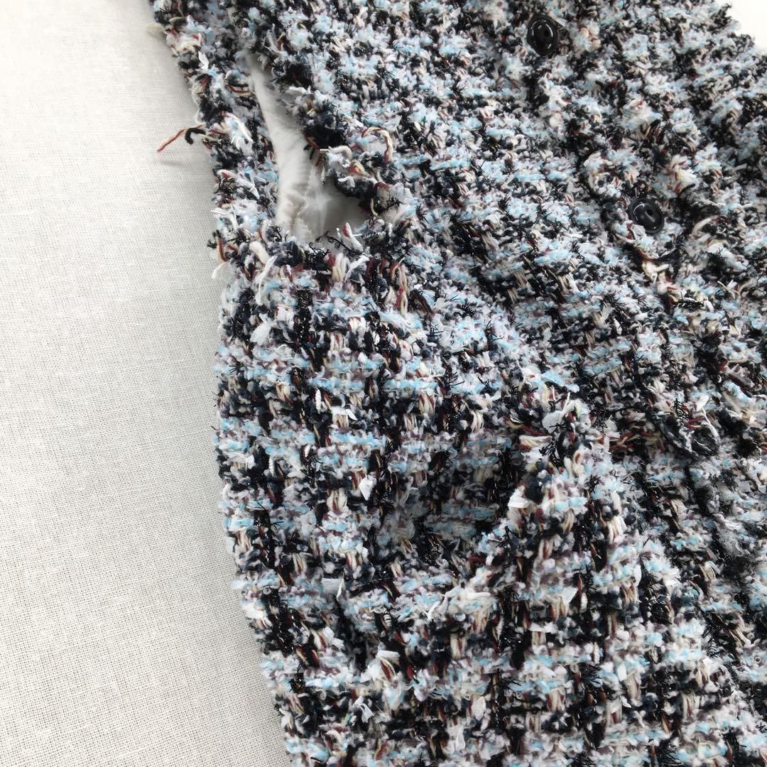 バッカ トゥモローランド ロングベスト 中綿 ツイード フリンジ オーバーサイズ