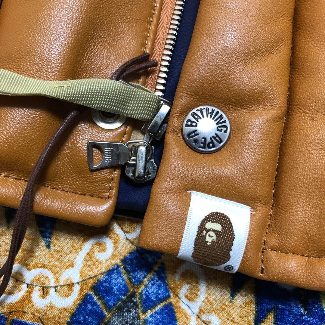 アベイシングエイプ　レザーダウンジャケット　hero XL