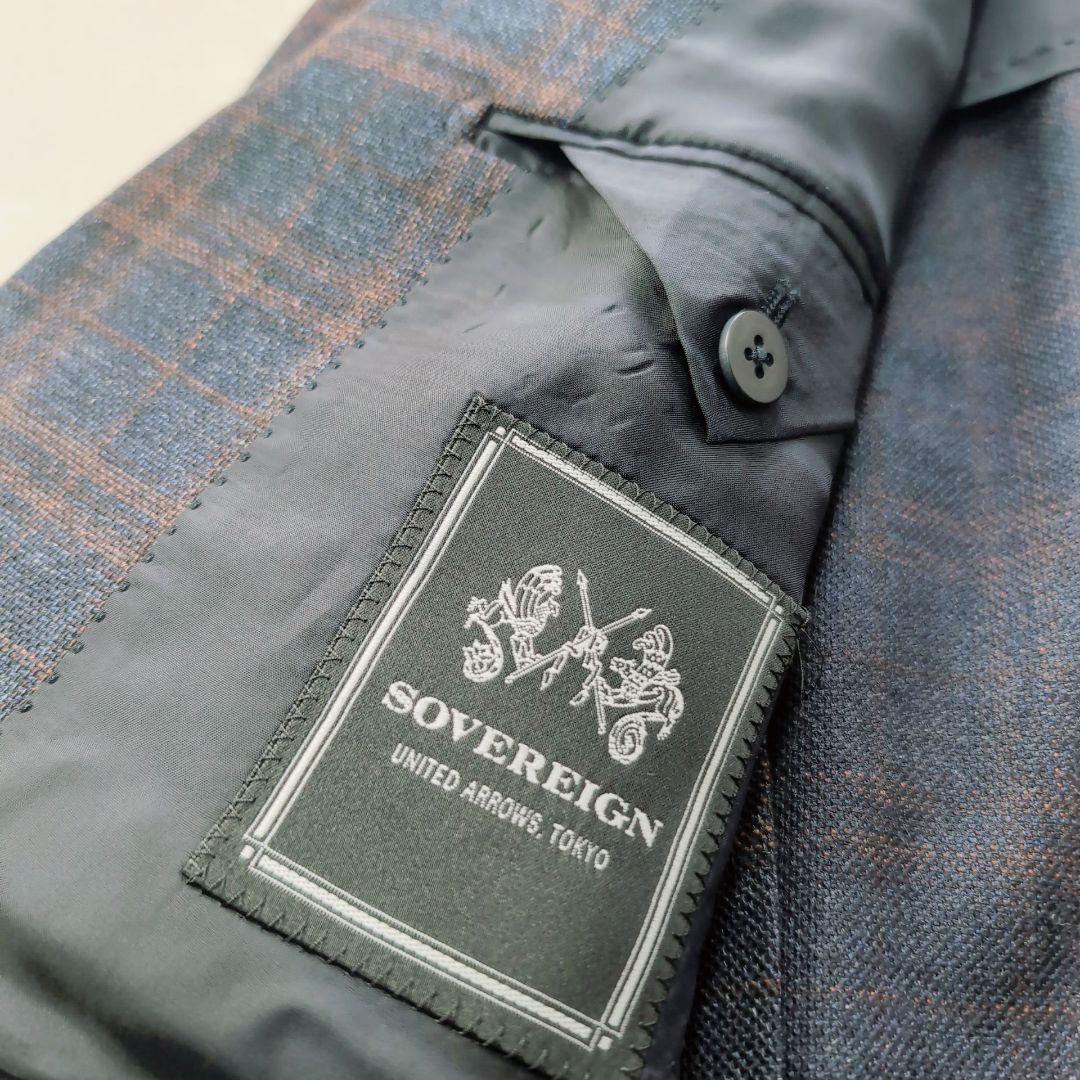 【未使用級】SOVEREIGN　ネイビー　チェック　アンコン　ストレッチ　L