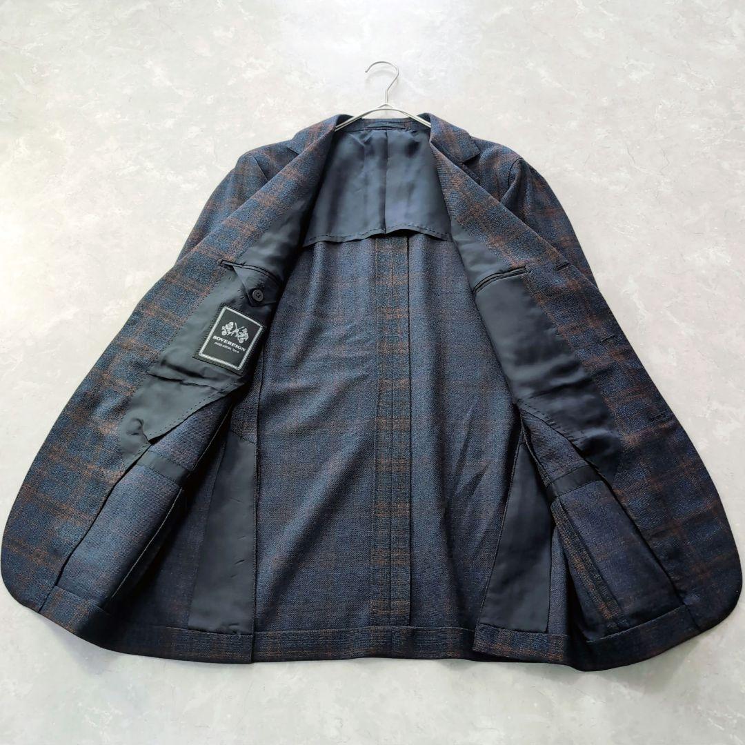 【未使用級】SOVEREIGN　ネイビー　チェック　アンコン　ストレッチ　L