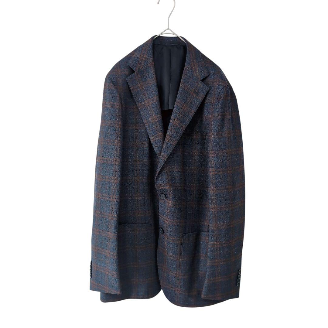 【未使用級】SOVEREIGN　ネイビー　チェック　アンコン　ストレッチ　L