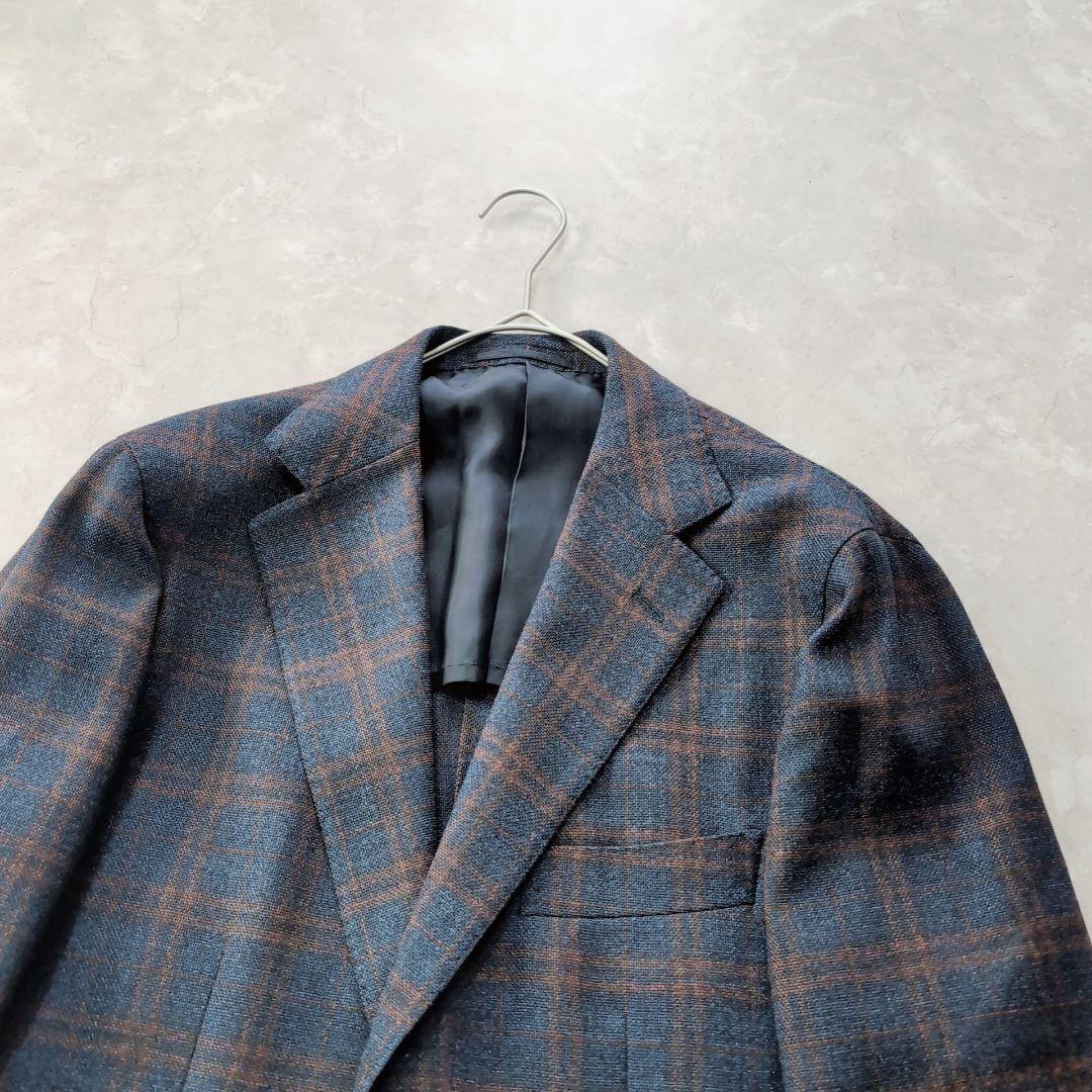 【未使用級】SOVEREIGN　ネイビー　チェック　アンコン　ストレッチ　L