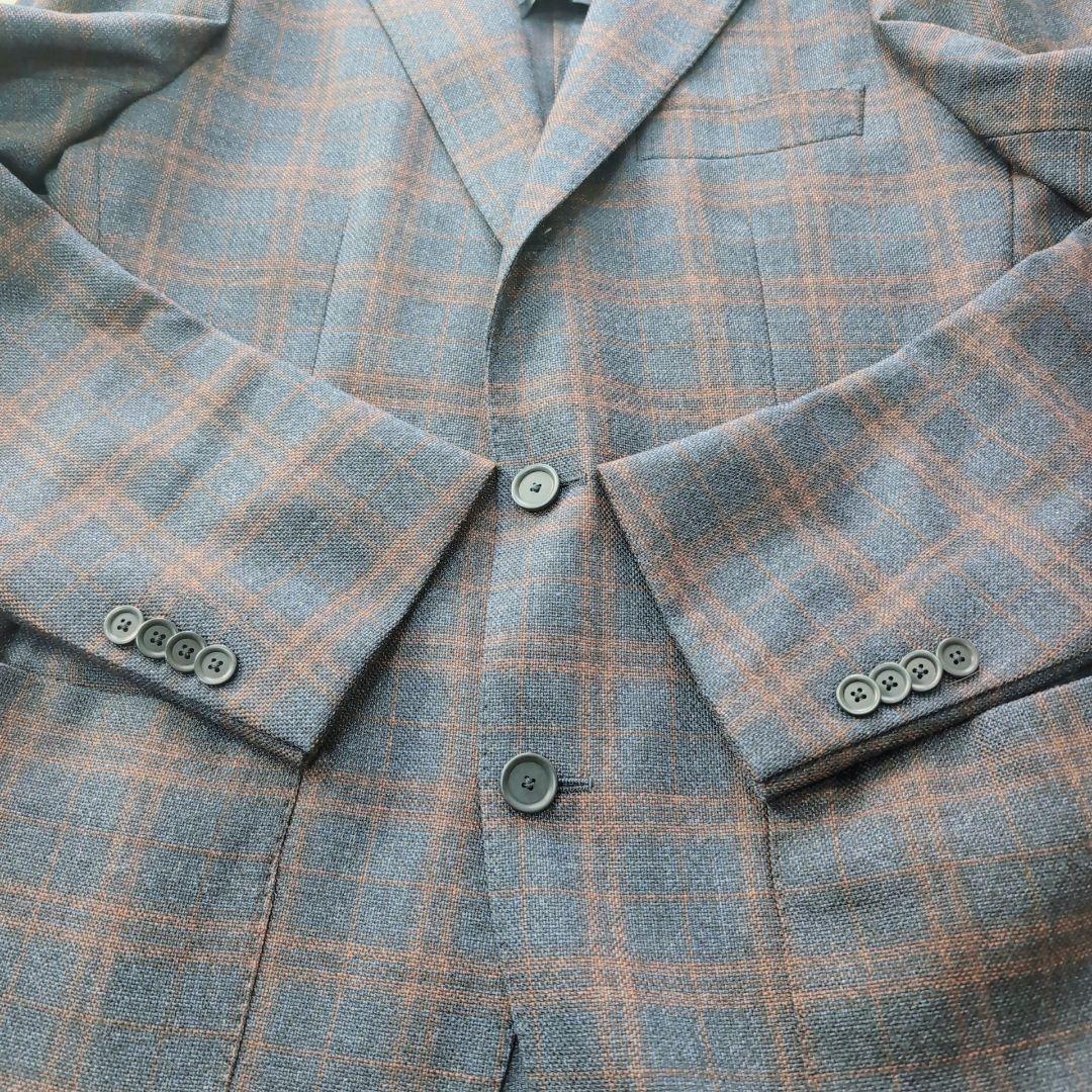 【未使用級】SOVEREIGN　ネイビー　チェック　アンコン　ストレッチ　L