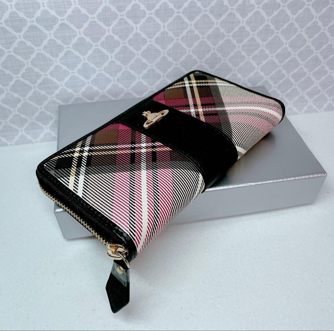 【大人気✨️1点】ヴィヴィアン・ウエストウッド チェック黒 長財布
