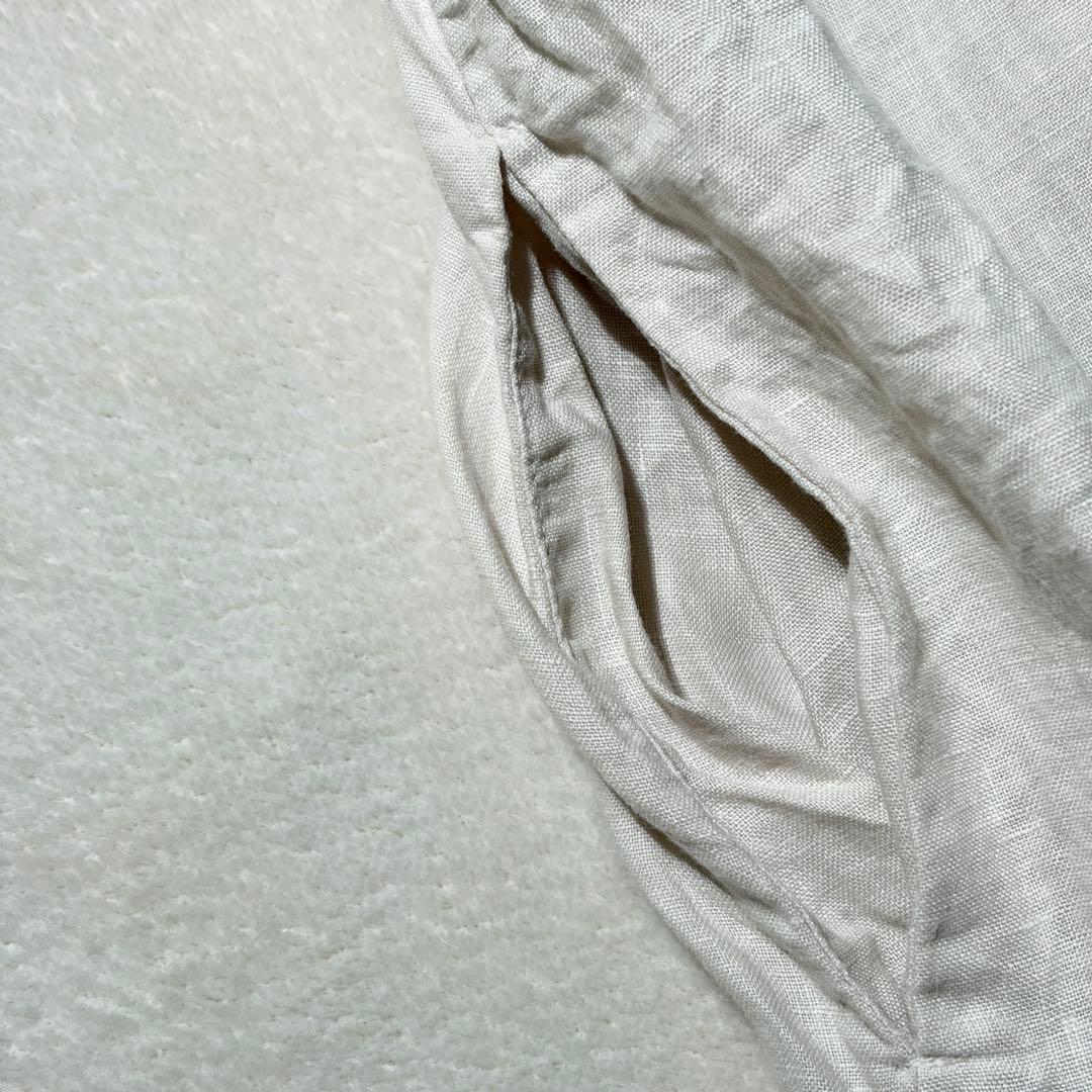 ネストローブ　リネンシャーリングネックワンピース　フリル　2way ロング　麻