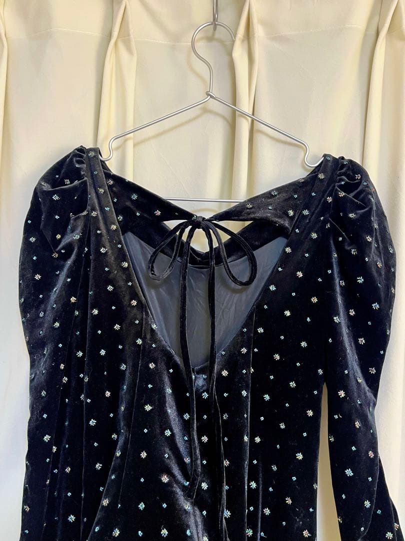 SNIDEL ベロア刺繍ワンピース　BLK