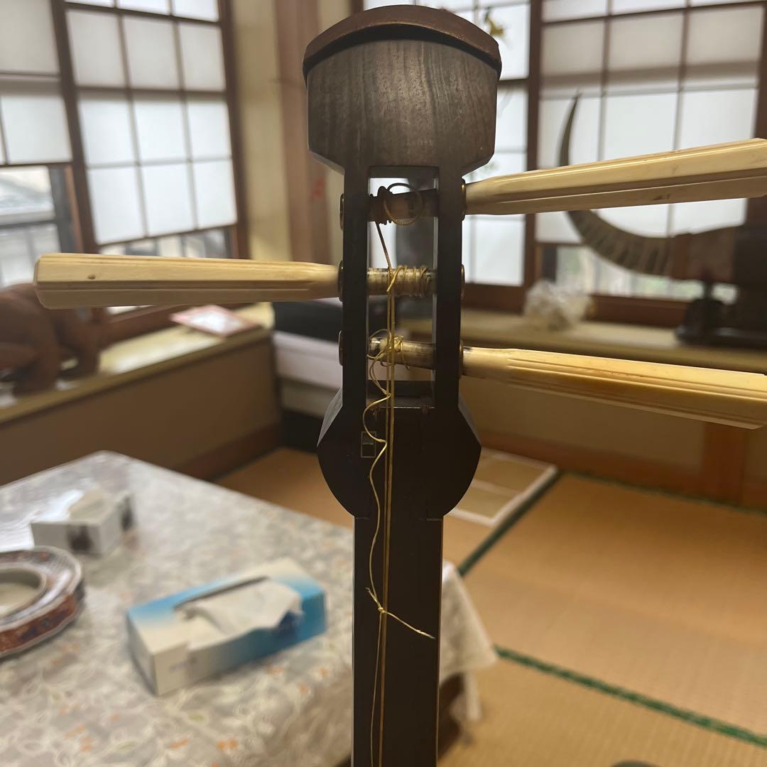 三味線本体 花柄装飾 ケース付き