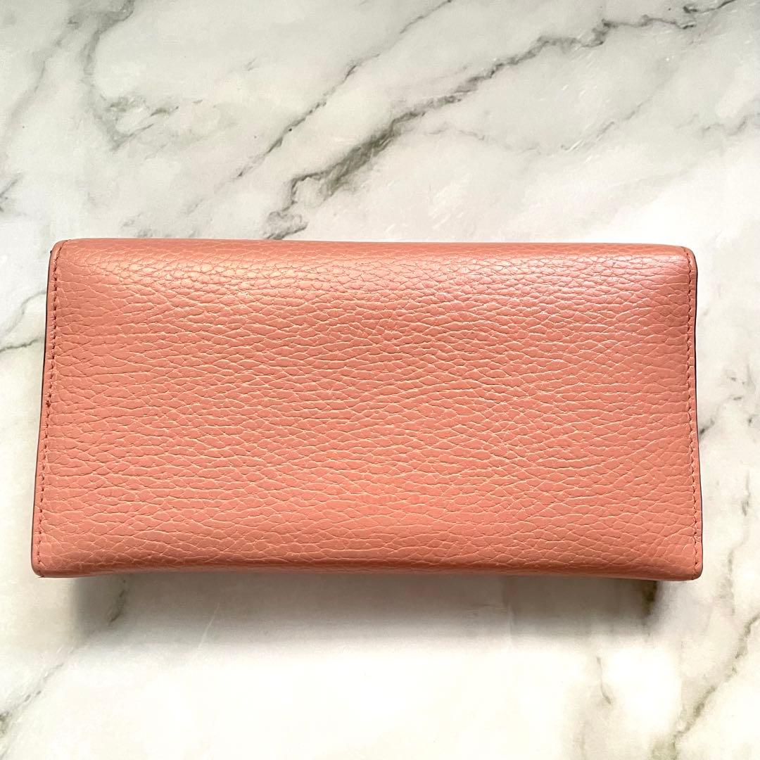 GUCCI グッチ 長財布 GG 金具 オールレザー ピンク　0121-④