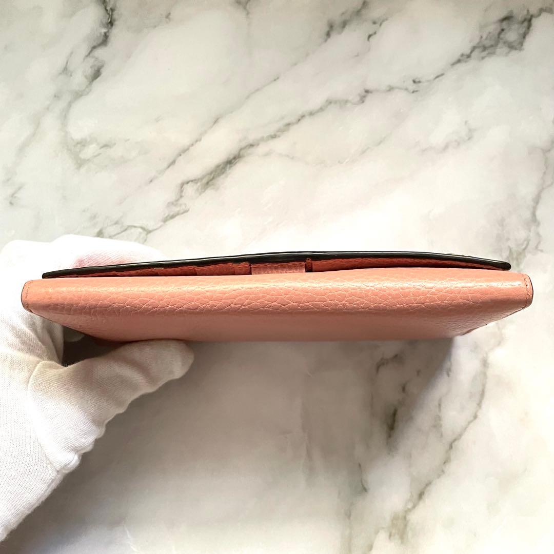 GUCCI グッチ 長財布 GG 金具 オールレザー ピンク　0121-④