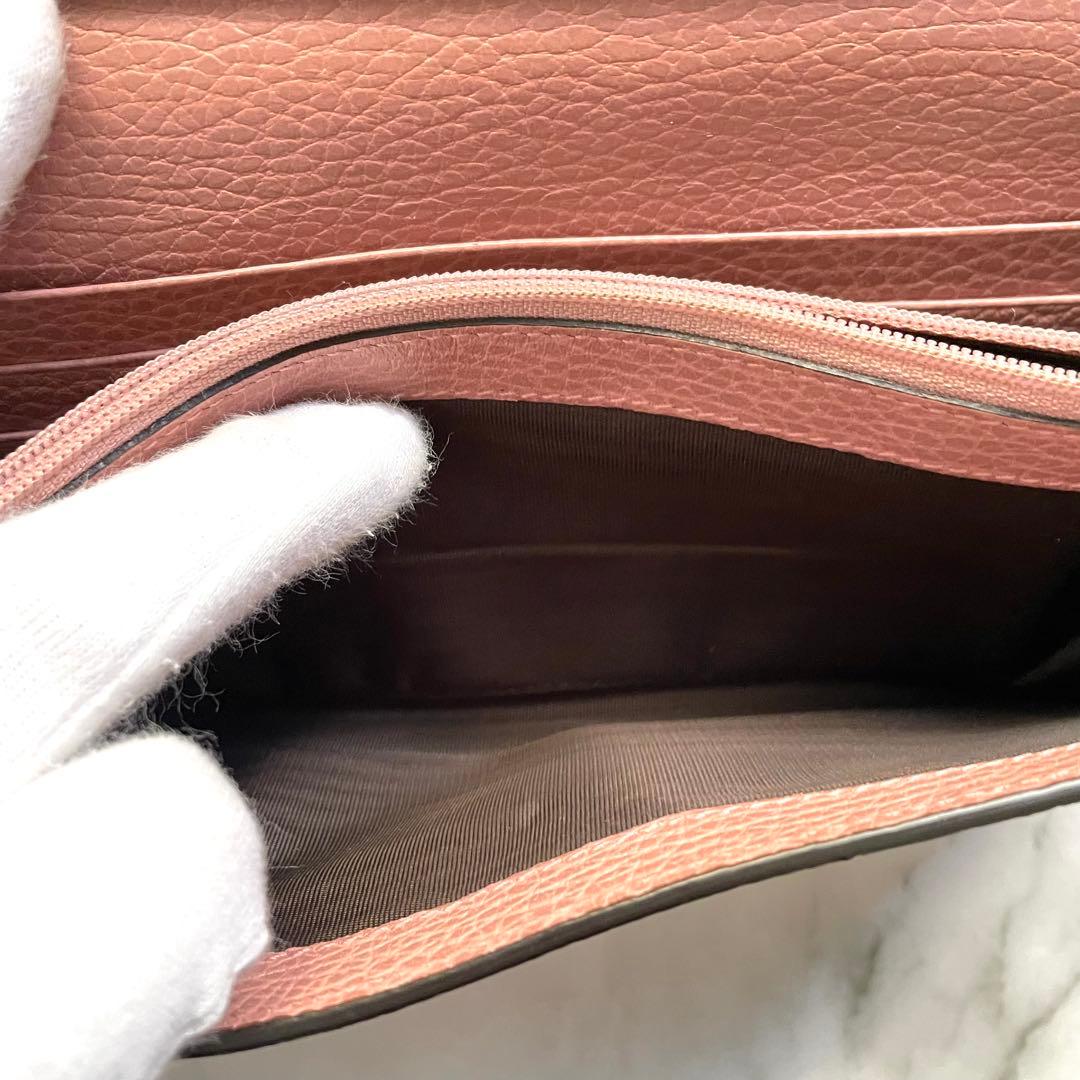 GUCCI グッチ 長財布 GG 金具 オールレザー ピンク　0121-④