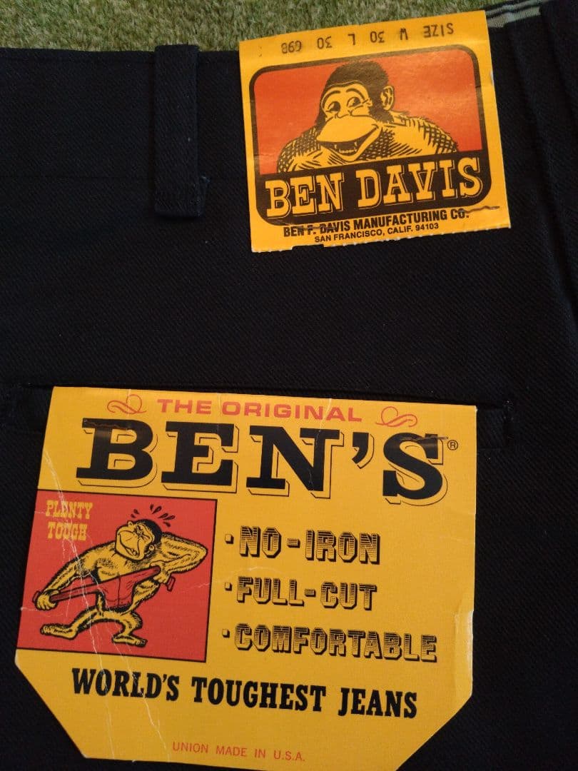 70s デッド BEN DAVIS フリスコパンツ 黄タグ ネイビー 30