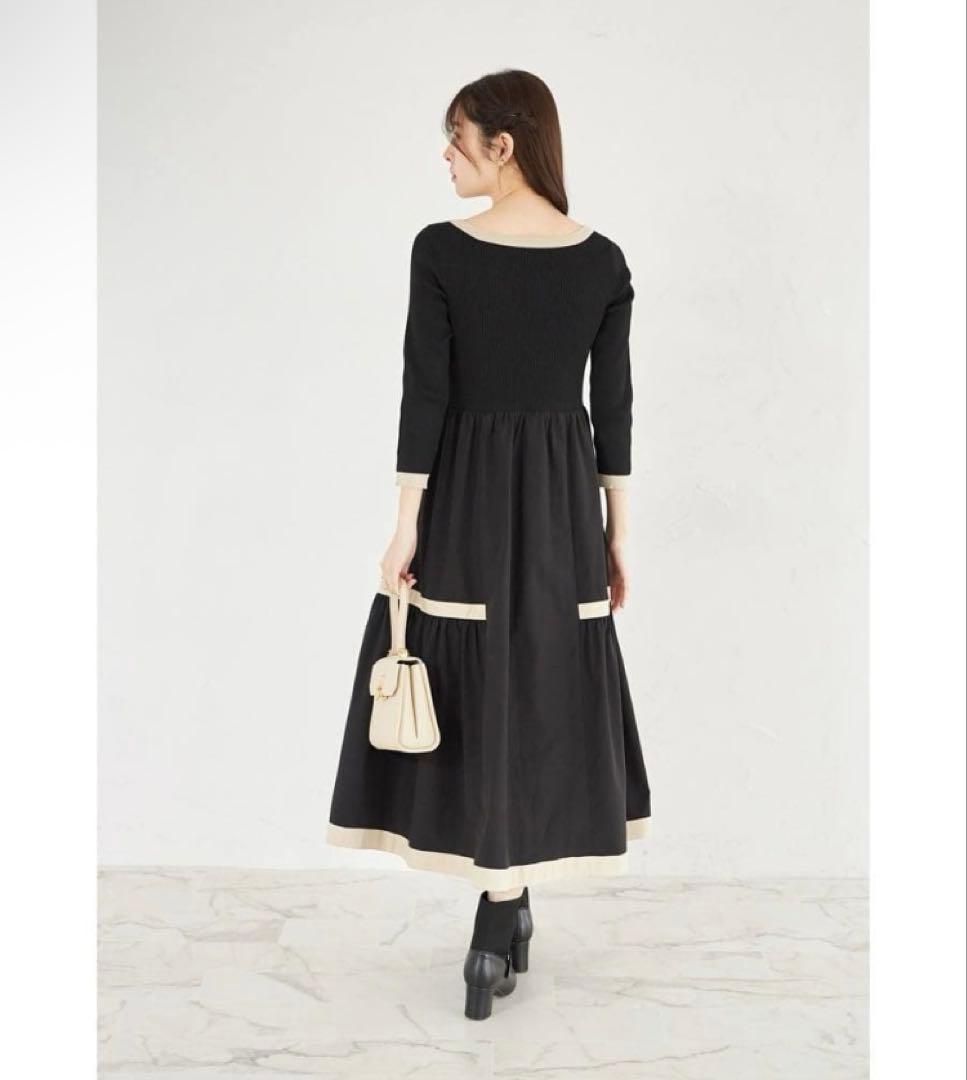 【値下げ可です】トッコクローゼット　ニットドッキングバイカラーワンピース