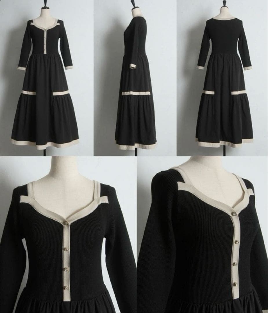 【値下げ可です】トッコクローゼット　ニットドッキングバイカラーワンピース