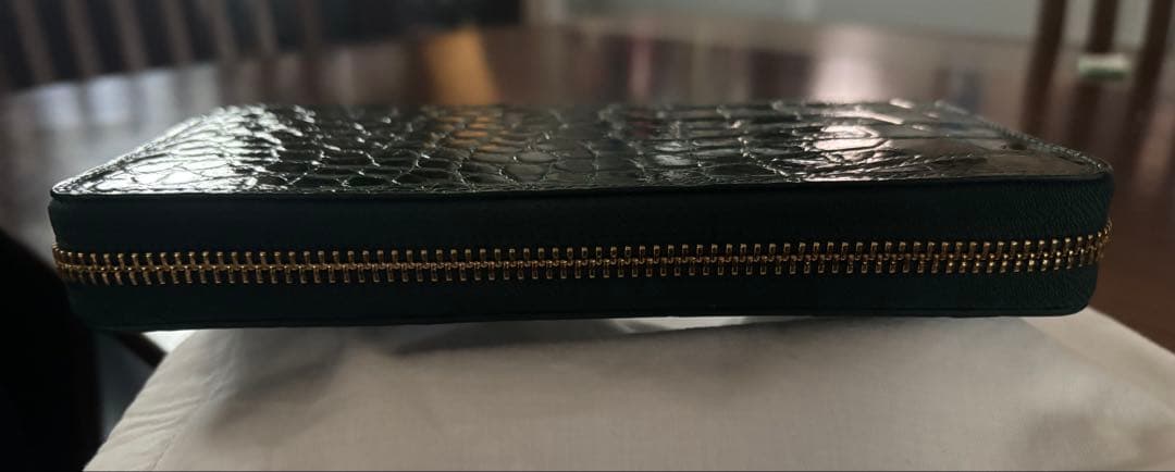 値下げ　クロコダイル　ラウンドファスナー長財布