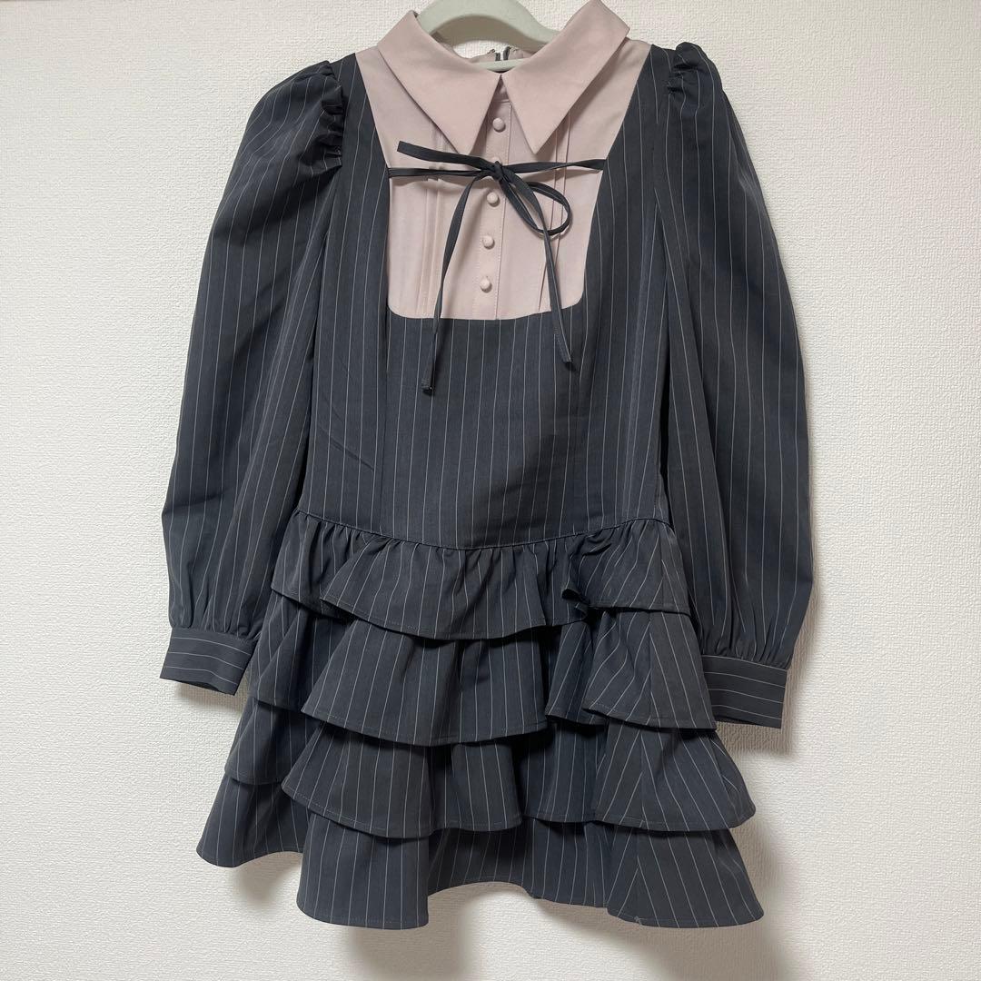 pium ピウム　ヨーク切り替えティアードミニワンピース