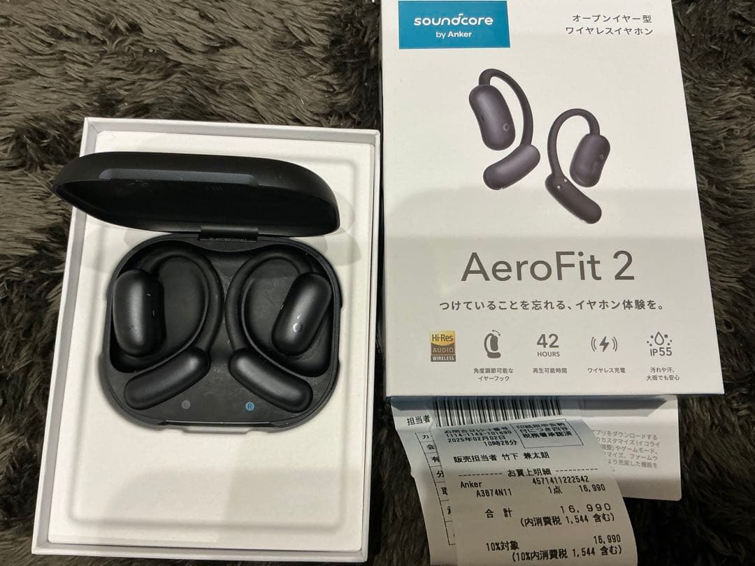 【付属完備】soundcore AeroFit 2 アンカー骨伝導イヤホン