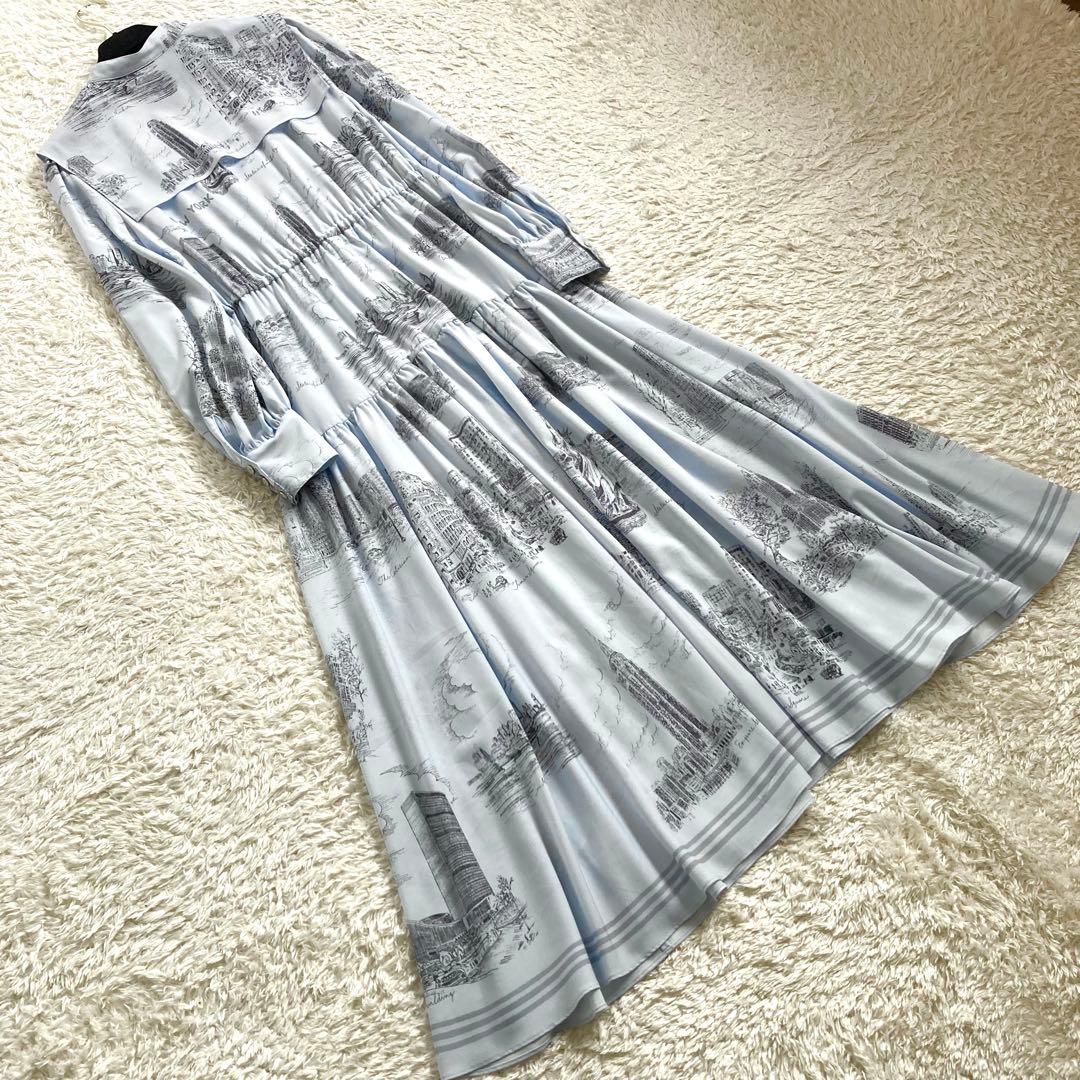 【極美品】グレースコンチネンタル ティアード NYプリント ロングワンピース