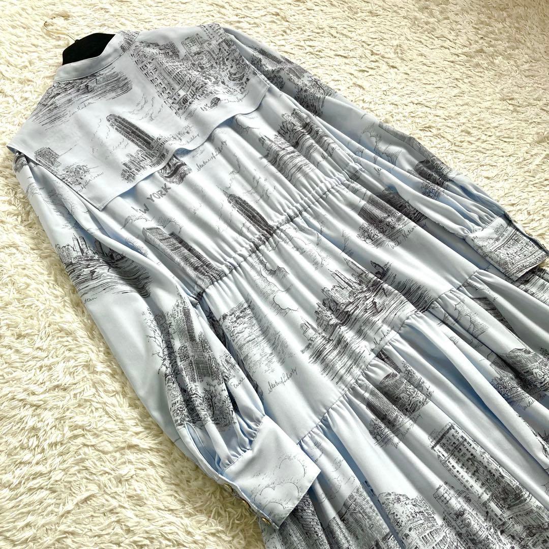 【極美品】グレースコンチネンタル ティアード NYプリント ロングワンピース