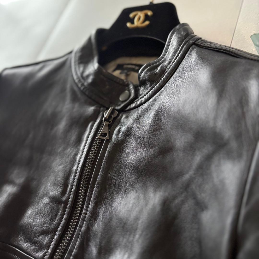 美品　セオリー　ラムレザー　シングルライダース　ブラック　S