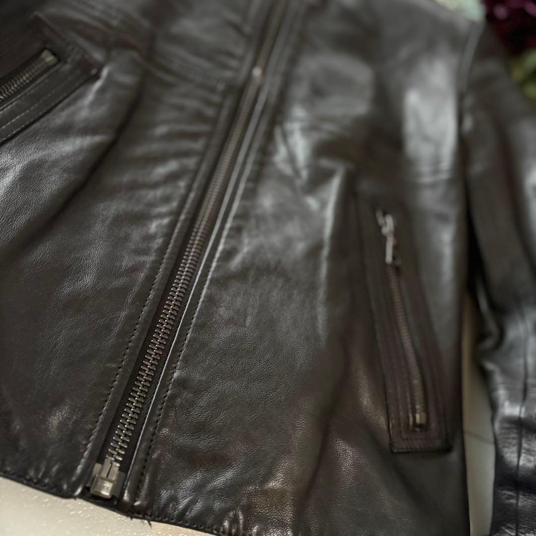 美品　セオリー　ラムレザー　シングルライダース　ブラック　S