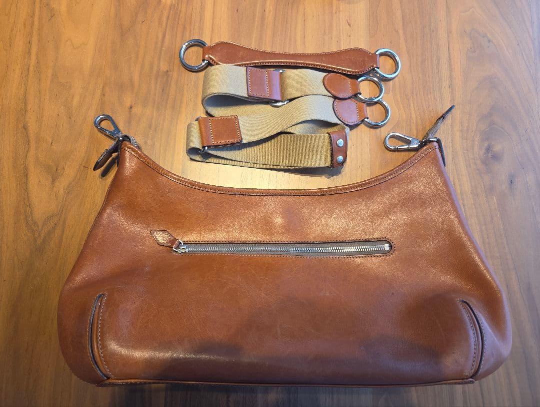 万双　双鞣和地　2WAY　ショルダーバッグ　キャメル