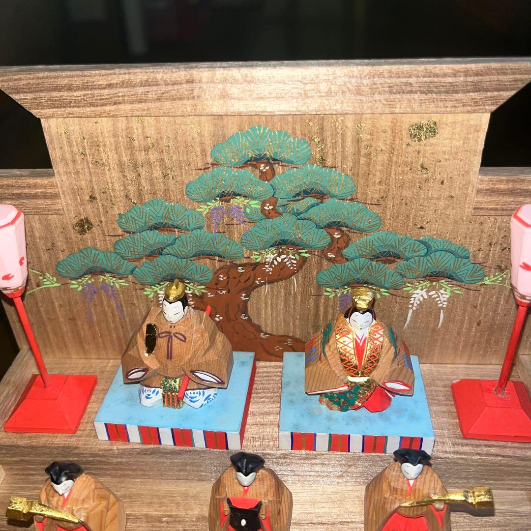 三代 小林宏寿作 奈良一刀彫 段雛 雛人形 五段ひな人形 十五人揃