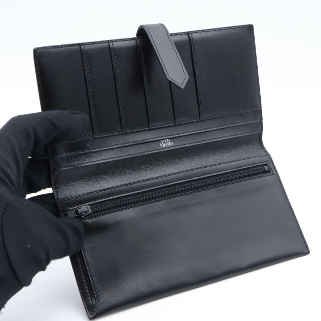 【極美品】HERMES ベアンクラシック　ボックスカーフ　長財布　黒
